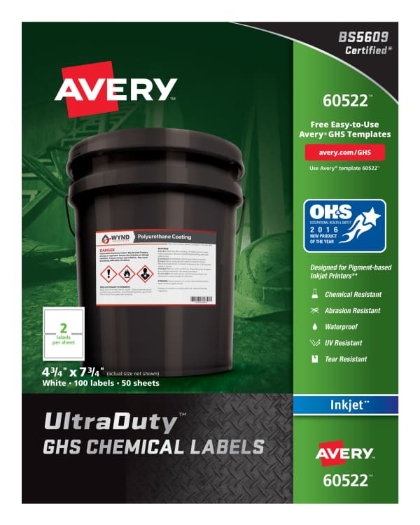 UltraDuty&reg; GHS Chemical Labels for Pigment Inkjet Printers