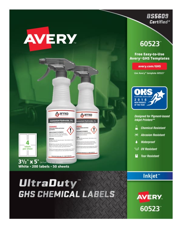 UltraDuty&reg; GHS Chemical Labels for Pigment Inkjet Printers