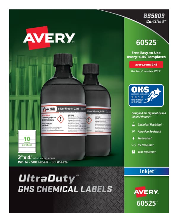 UltraDuty&reg; GHS Chemical Labels for Pigment Inkjet Printers