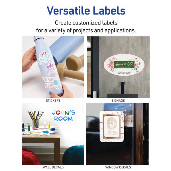Avery® DIY Decals with Surface Safe™ Adhesive, 8-1/2" x 11", Water & Tear Resistant, 3 Labels (61512)