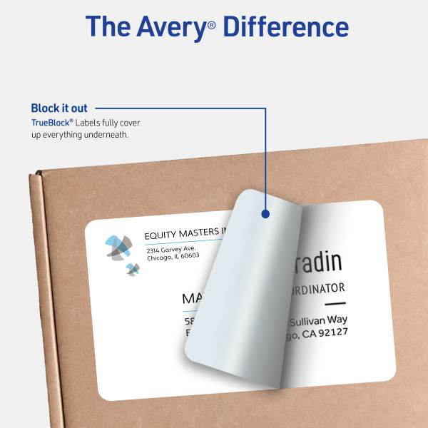 Avery TrueBlock Shipping Labels, Sure Feed Technology, Permanent Adhesive, 2