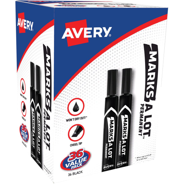 Avery® Marks A Lot® Permanent Black Markers