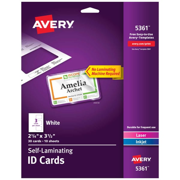 Self-Laminating ID Cards, 2-1/4