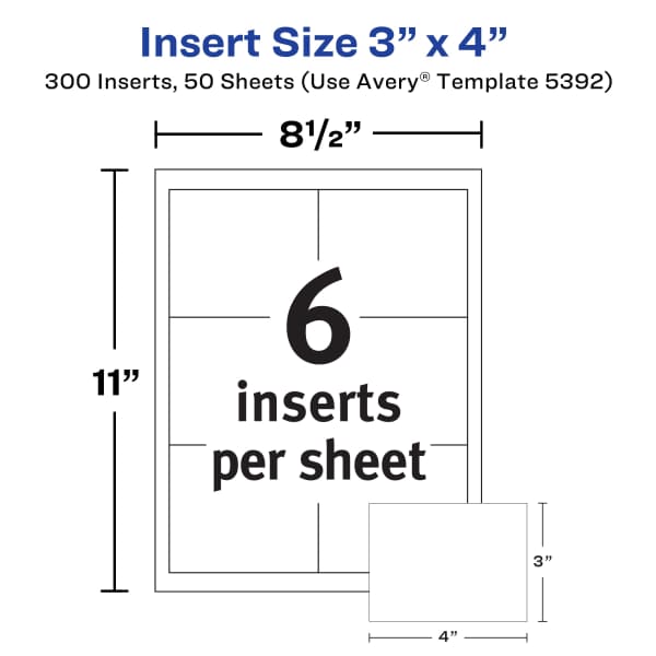 300 Printable Name Badge Insert Refills 3 quot x 4 quot White (5392) Avery com