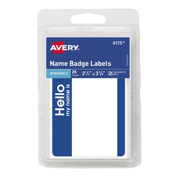 Hello My Name Is Badge Labels, Blue Border