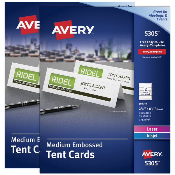 Embossed Tent Cards, 2-1/2" x 8-1/2", White