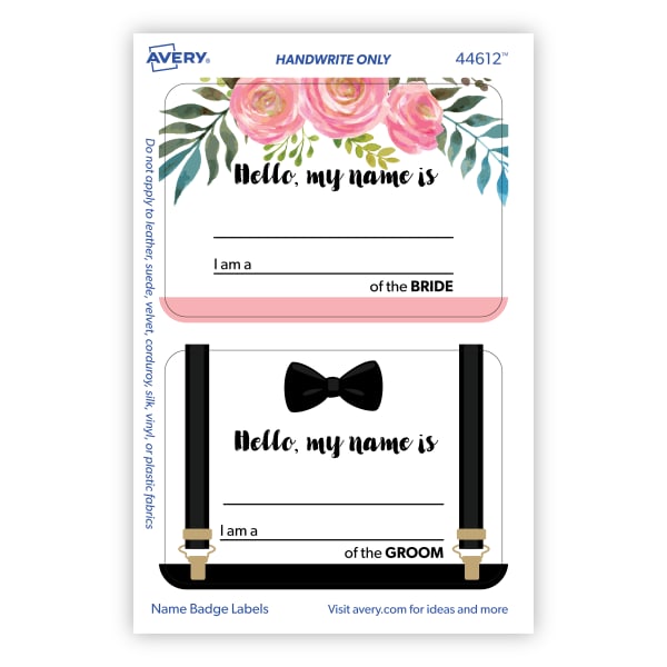 Bride and Groom Name Tag