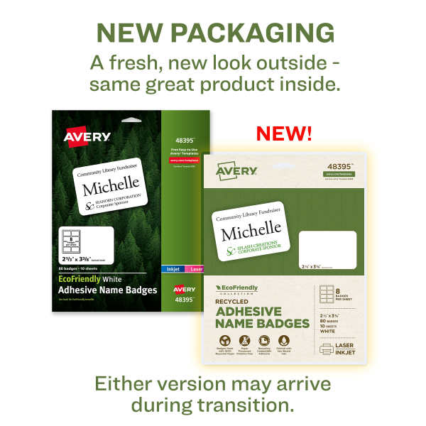 Avery Ecofriendly Printable Name Tags 2 1 3 X 3 3 8 Rectangle Labels ...