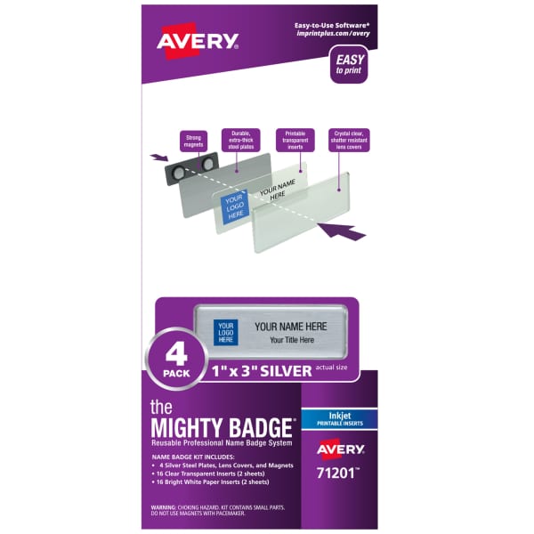 The Mighty Badge Mighty Badge Professional Reusable Name Badge System - Silver
