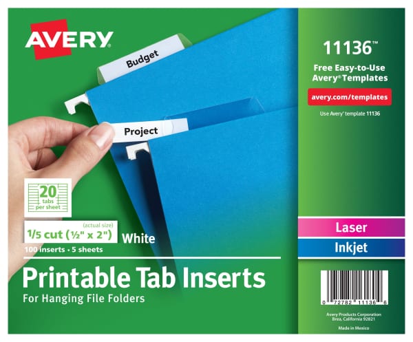 Printable Tab Inserts for Hanging File Folders