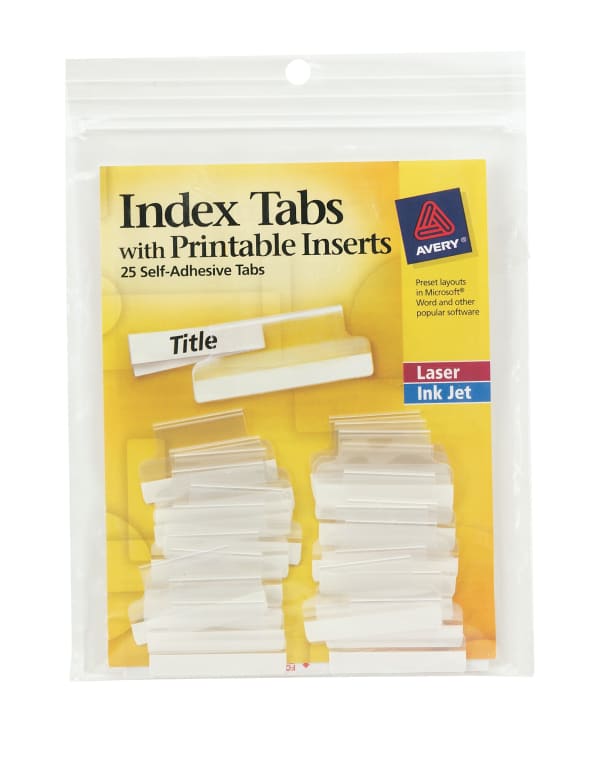 Insertable Self-Adhesive Tabs with Printable Inserts