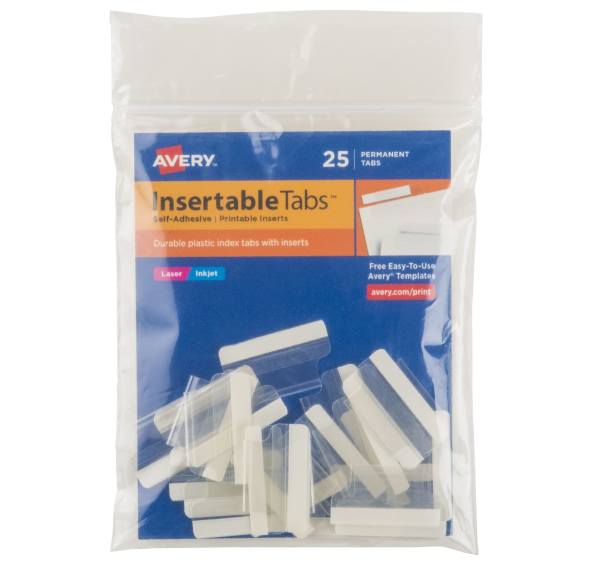 Insertable Self-Adhesive Tabs with Printable Inserts