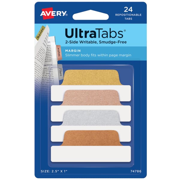 Avery® Ultra Tabs®, Assorted Metallic Colors, 2.5