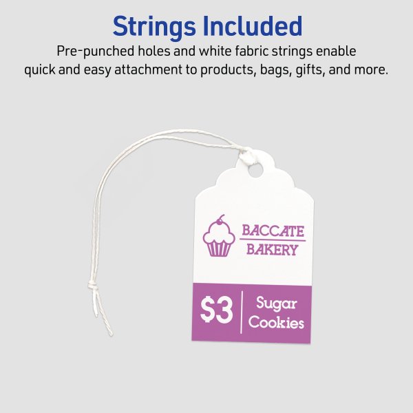 Avery(R) Scalloped Tags with Sure Feed(R) 2 quot x 1 1/4 quot White 180