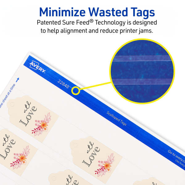 Avery(R) Scalloped Tags with Sure Feed(R) 2 quot x 1 1/4 quot White 180