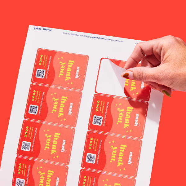 Custom Printed Mush Thank You Sheet Labels