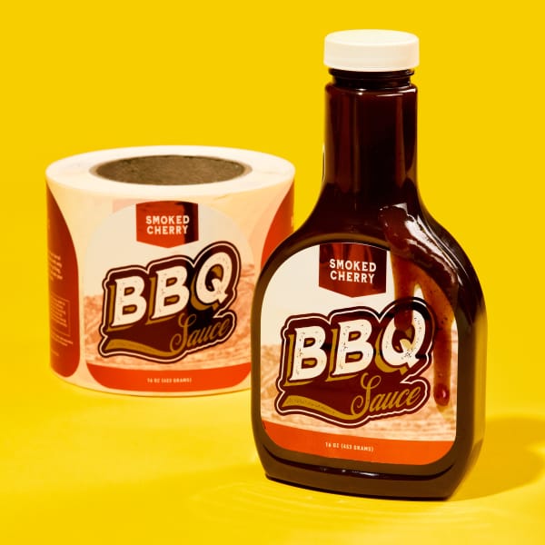 Custom Printed Roll Labels - Smoked Cherry BBQ Sauce Roll Labels