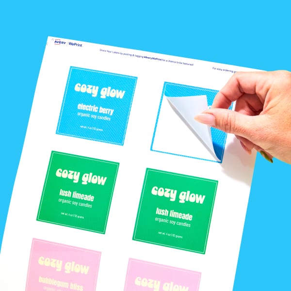 Avery Custom Printed Cozy Glow Candle Sheet Labels