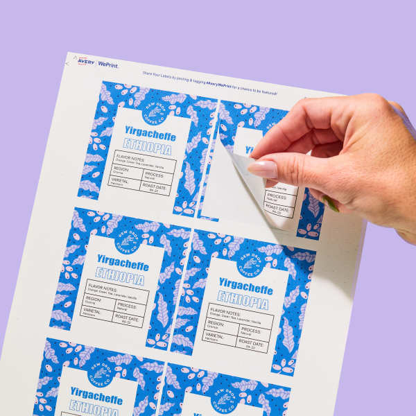 Avery Custom Printed Coffee Sheet Labels