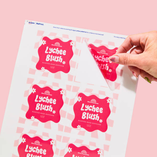 Custom Printed Glossy Clear Film Lychee Blush Diffuser Labels | Avery WePrint™