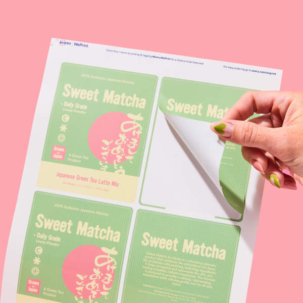 Custom Printed Sweet Matcha Sheet Labels