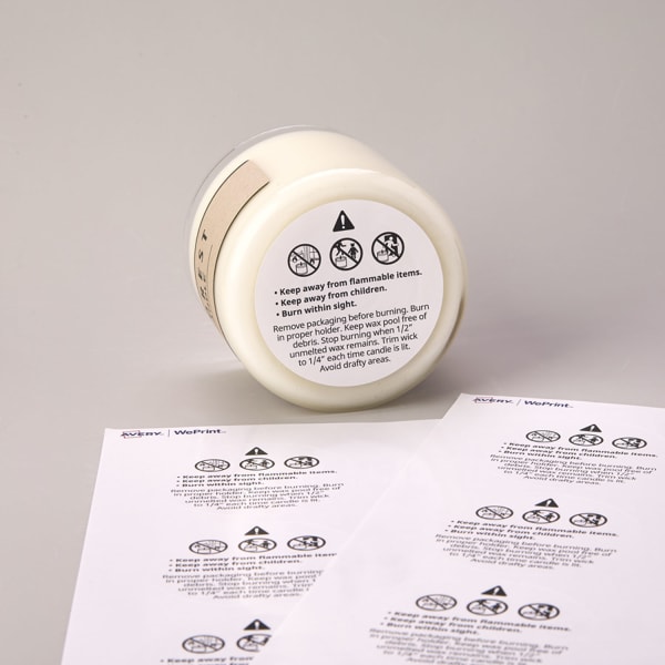 Avery WePrint Custom Printed Labels-  Round Candle Sheet Warning Labels