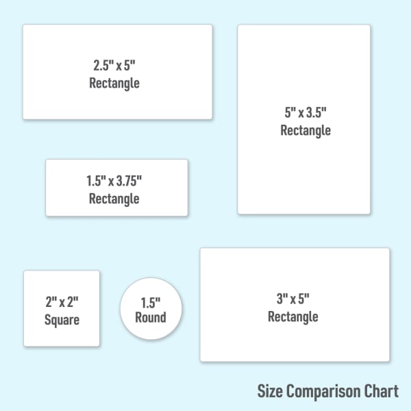 Avery WePrint Custom Printing Size Comparison Chart