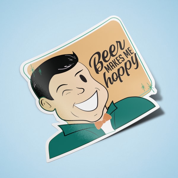 Custom Die-Cut Beer Stickers- Beer makes me happy | Avery WePrint™