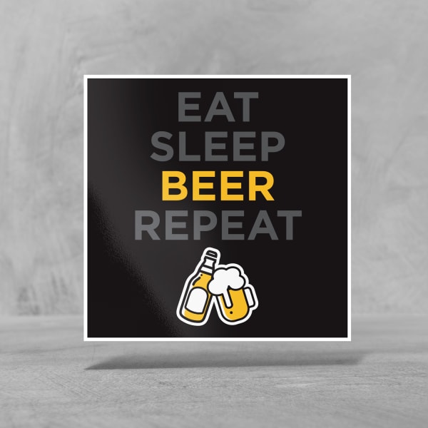 Custom Die-Cut Beer Stickers- Eat, sleep, beer, repeat | Avery WePrint™