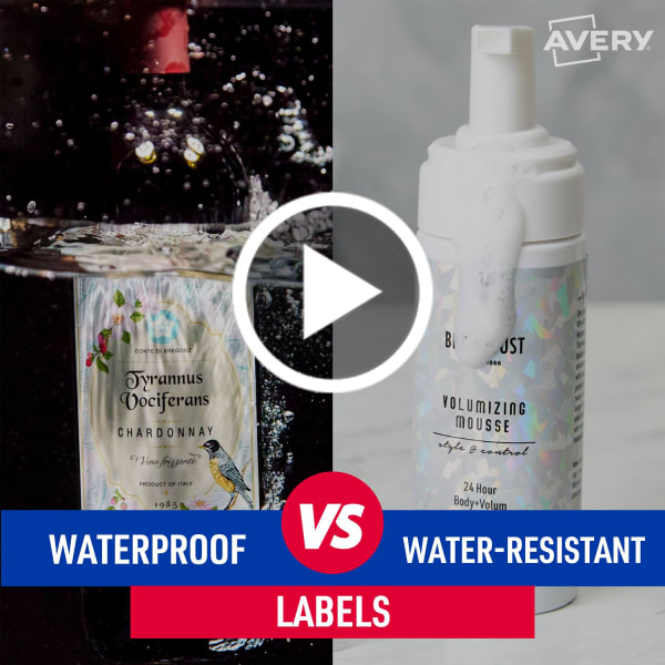 Avery Labels - Waterproof vs. Water-Resistant Labels