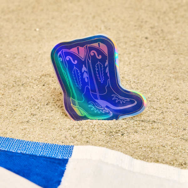 Custom Printed Holographic Cowboy Boots Sticker | Avery WePrint