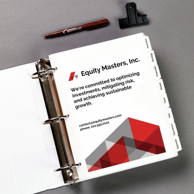 Bold, graphic red meeting supplies template for customizing Avery 11528 8-tab print on dividers.