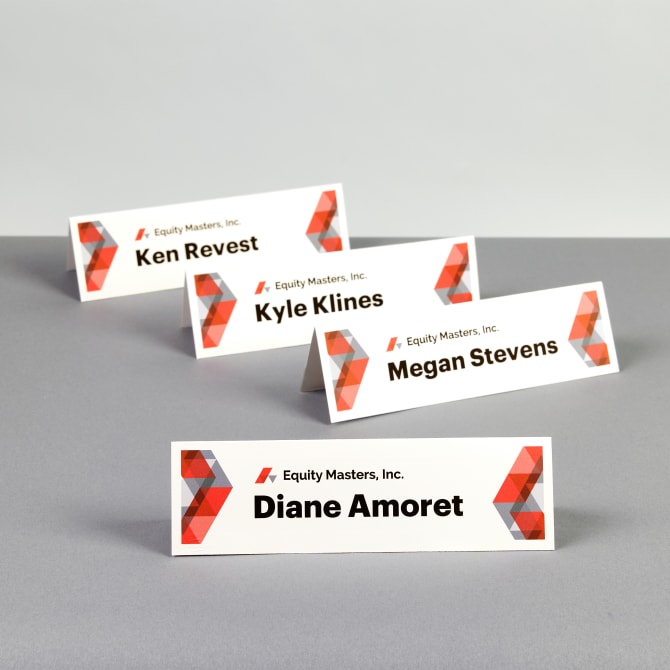 Avery 5305 tent card meeting supplies featuring a bold, graphic red design template. 