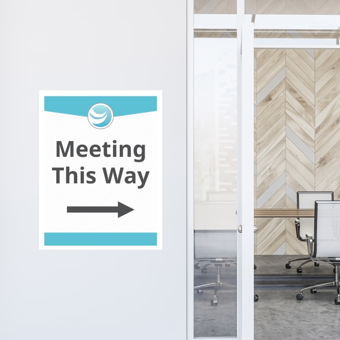 Graphic aqua adhesive sign for Avery 61512 Surface Safe decal sheets.