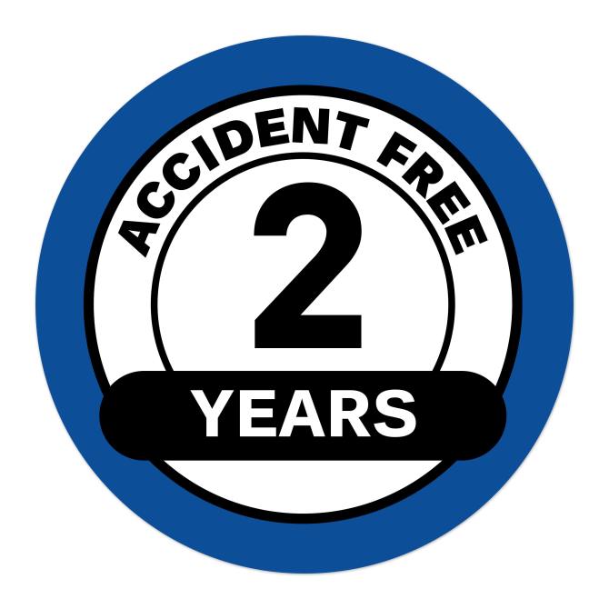 Image showing an Avery customizable template for hard hat stickers on Avery GHS wizard with the words Accident Free 2 years