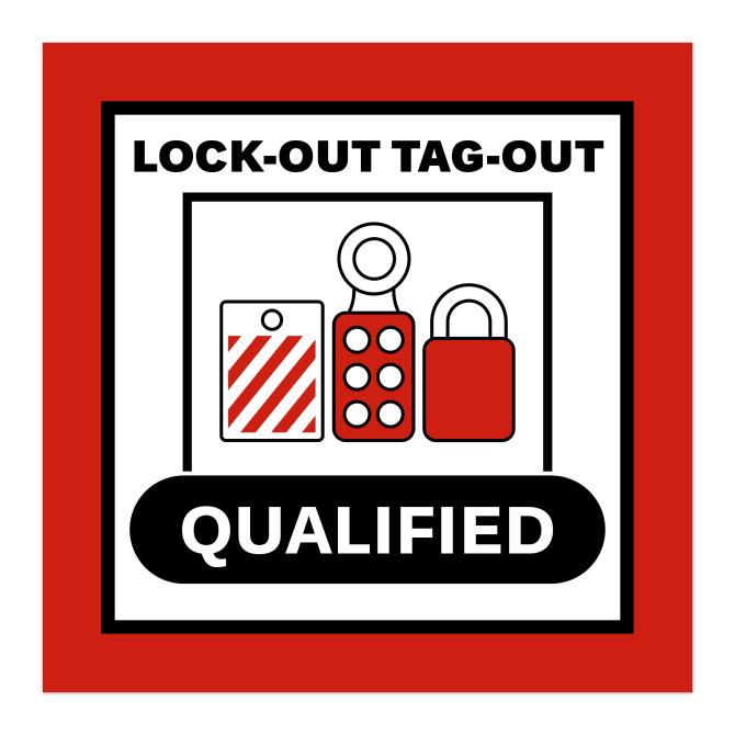 Image showing lock-out-tag-out customizable sticker template for hard hats on Avery GHS wizard