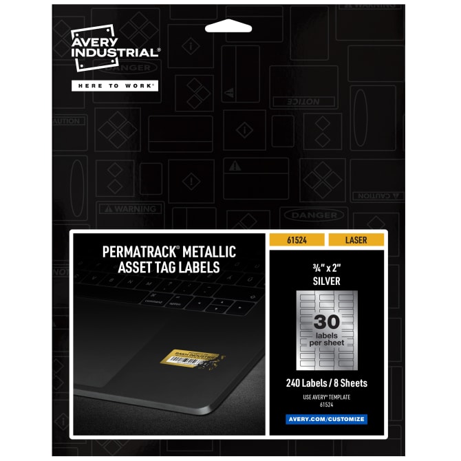 Avery® PermaTrack™ Metallic Asset Tag Labels, 3/4