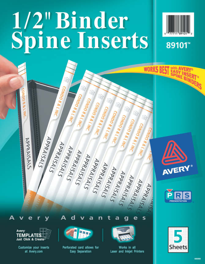 Avery 1 2 Binder Spine Inserts 80 Inserts 89101