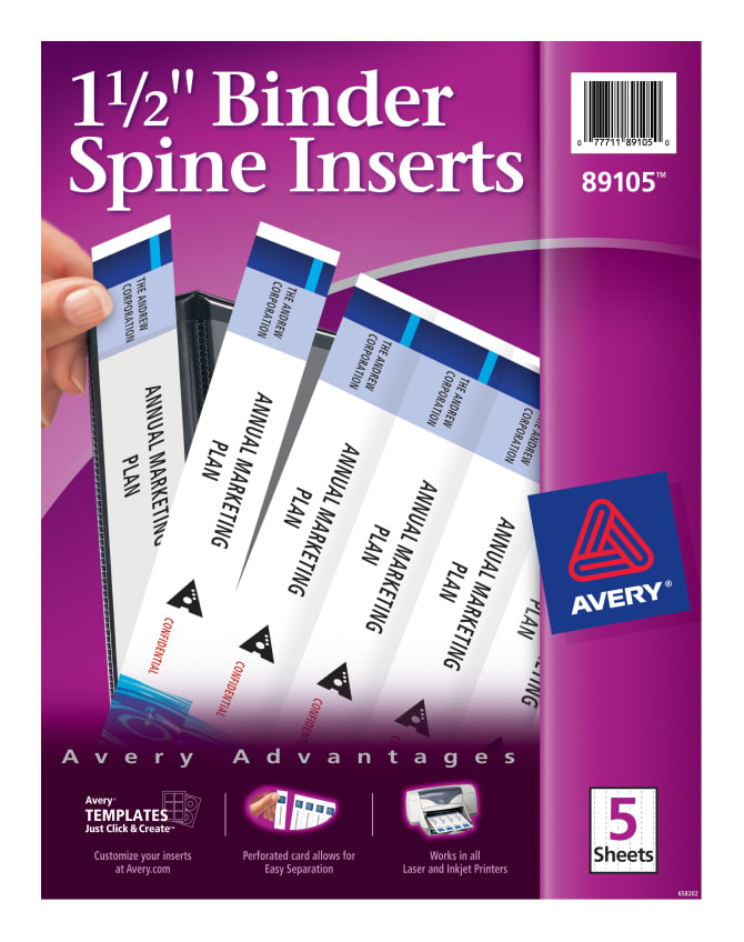 Avery 1 2 Binder Spine Inserts 25 Inserts 89105
