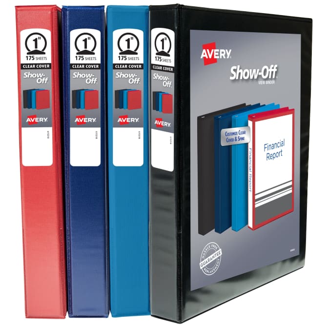 Avery® Show Off™ View Binder Multipack, 1 Round Rings, 175-Sheet Capacity,  4 Pack (12789)