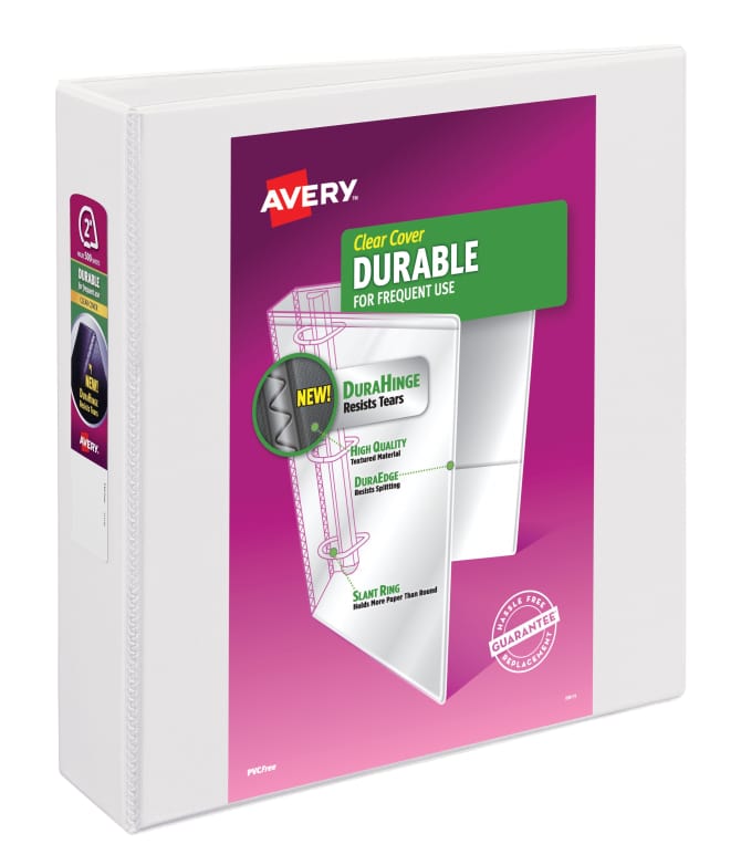 Avery Durable View Binder 500-Sheet Capacity White (17032) | Avery.com