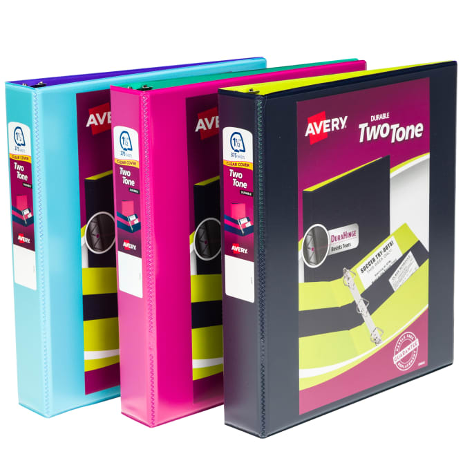 Avery Two Tone Durable View Binder 375 Sheet Capacity Assorted