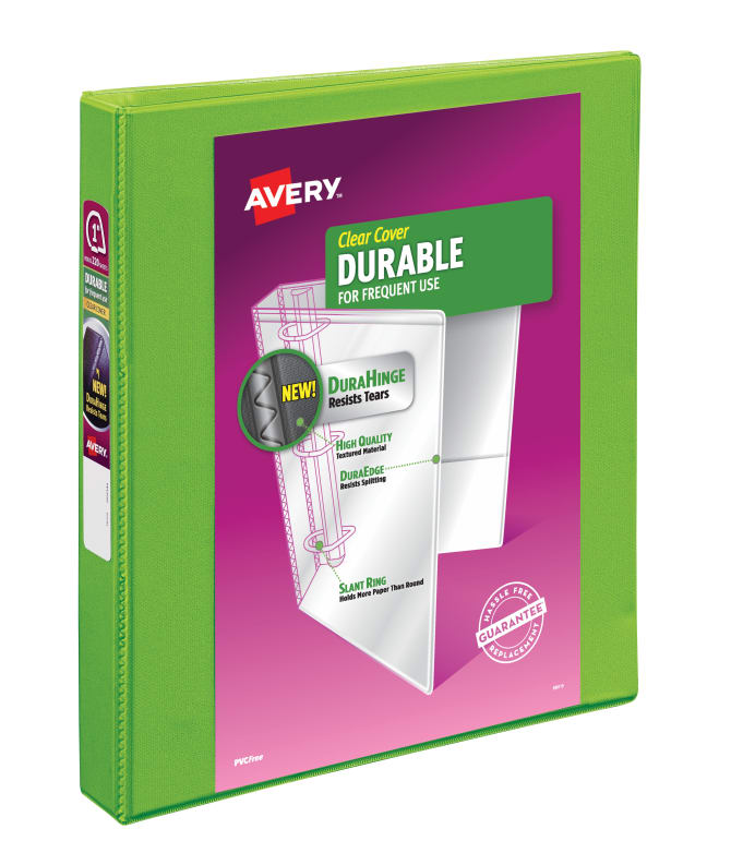 11 x 8 1/2 1 Green Avery 27253 Durable Binder with Slant Rings 