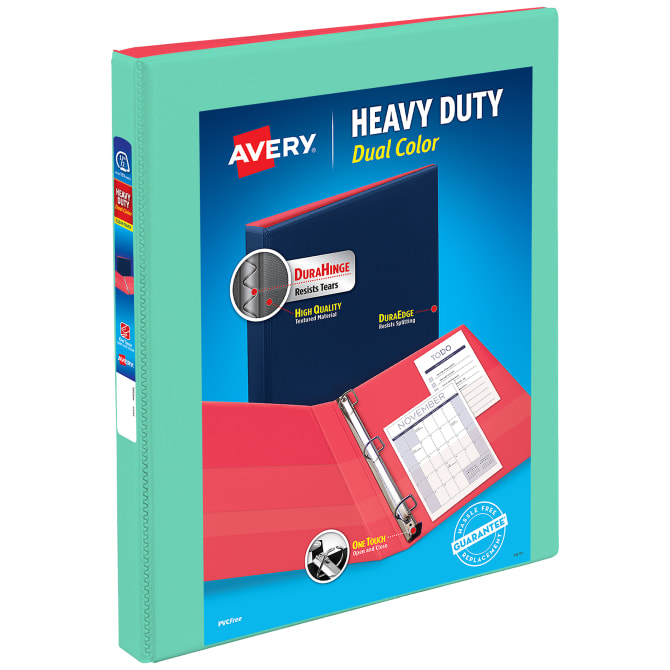 Avery® Heavy-Duty Dual Color 3 Ring Binder, 1/2 Inch Slant Rings