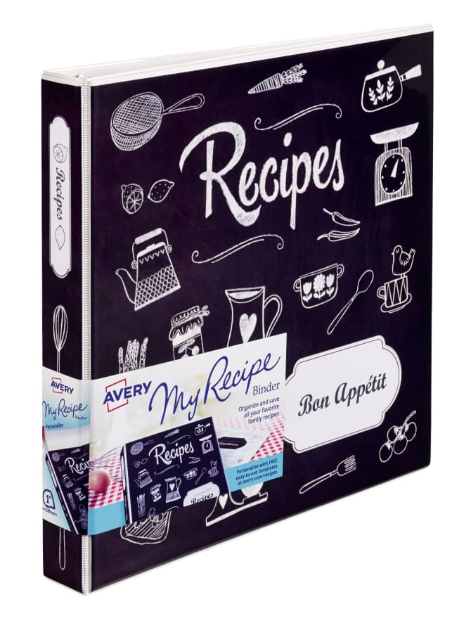 Avery My Recipe Binder 1 Slant Rings 220 Sheet Capacity Chalkboard 19801