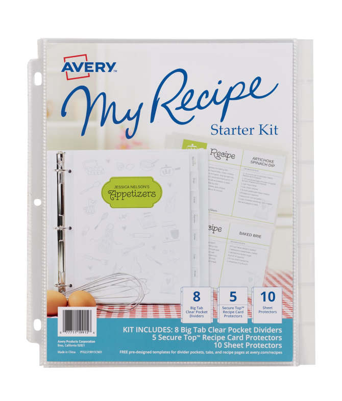 Avery® My Recipe Binder Starter Kit (19915) | Avery.com