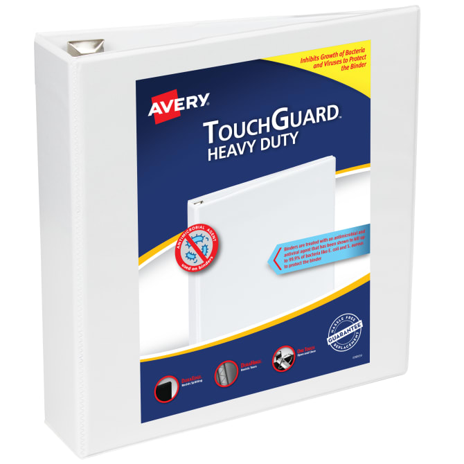 Avery TouchGuard™ Heavy Duty Clear View 3 Ring Binders, Antiviral and ...