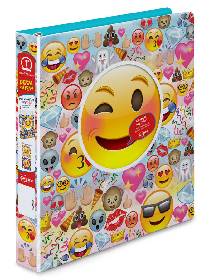 Avery Peek A View Binder Emoji Collage 26754 Avery Com These are commonly known as emoji.12. avery peek a view binder 1 round rings 175 sheet capacity emoji collage 26754