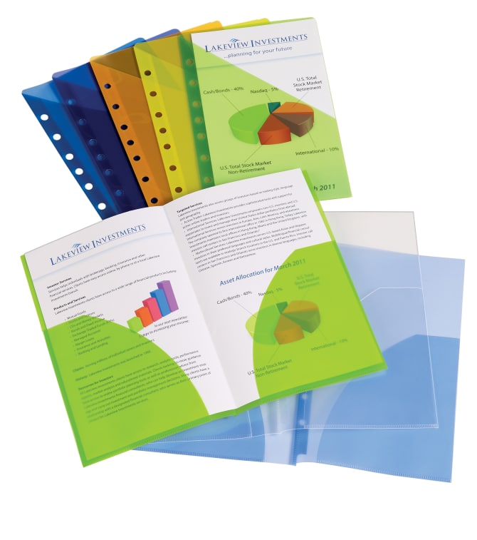 Small Binder Pockets, Standard, 7-Hole Punched, Assorted, 5 1/2 x 8 1/2,  5/Pack, Sold as 5 Each