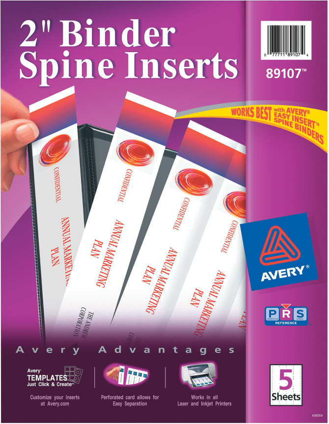 Avery 2 Binder Spine Inserts 20 Inserts 89107